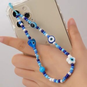 beaded phone charm, face phone lanyard wrist strap gemstone handmade phone chain strap keychain
