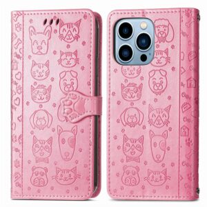 pu leather dogs and cats cute wallet card phone cover (4)