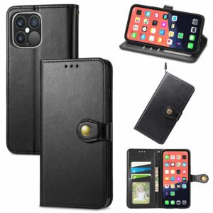 solid colour folio pu leather case with card slot for iphone